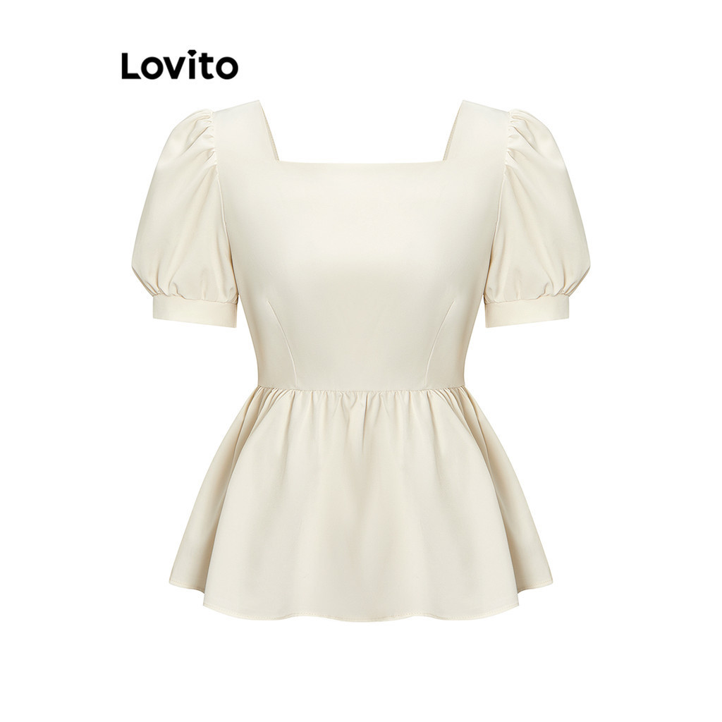 Áo kiểu Lovito nơ sau xếp nếp màu trơn thường ngày cho nữ L68ED016 (Màu mơ) | BigBuy360 - bigbuy360.vn