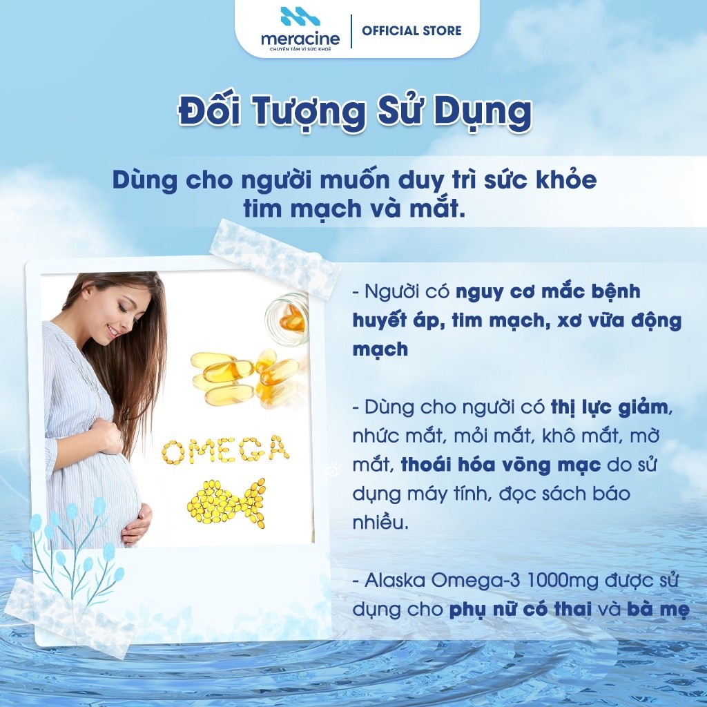 Viên uống dầu cá Omega 3 Alaska tăng cường thị lực cho người lớn và trẻ nhỏ lọ 100 viên