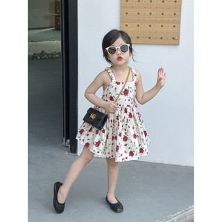 Đầm Trẻ Em Bé Gái Phiên Bản Hàn Quốc Phong Cách Ngày Lễ Đầm Sling Bé Gái Mùa Hè In Hình Áo Vest