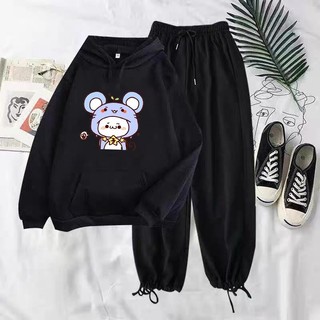 Sét Áo hoodie Cô bé mũ chuột MIX quần BomSét bộ mặc ở nhà, Áo thun nam nữ thiết kế thời trang DVGIT