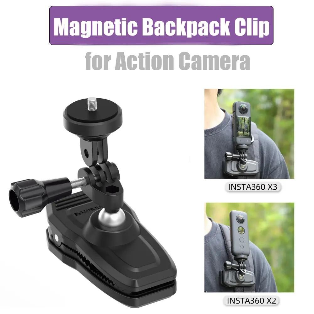 Kẹp ba lô từ tính xoay 360 độ cho DJI Action 5 PRO / 4 / 3 cho Gopro 12 / 11 / 10 / 9 cho Insta360 X