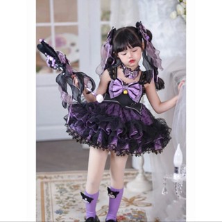 [Phong Cách Mới Mùa Hè] Bé Gái Kuromi 2024 Công Chúa Gothic Phong Cách Mới Trẻ Em Bé Gái Sinh Nhật Mùa Hè Váy Lông Tơ SE8B