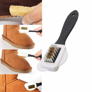 Ziyulinyuk 3 mặt giày da lộn da nubuck giày bàn chải làm sạch bụi boot vết bẩn bụi en