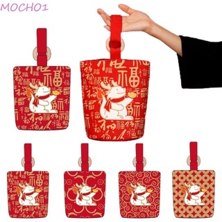 Túi xô hình rồng bằng vải MOCHO1, Túi xách in chữ màu đỏ năm mới, Túi đựng xác ướp dung tích lớn dễ thương Túi đeo vai Túi Tote động vật hoạt hình Mua sắm