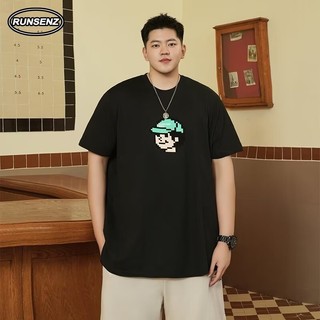 Xxl-8xl Phim Hoạt Hình Hàn Quốc Cotton Tee Nam Plus Size Áo Sơ Mi Rời Tay Ngắn Quá Khổ Top