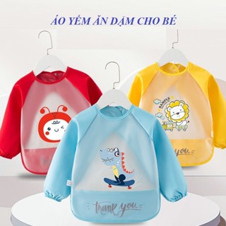  Áo Yếm Ăn Dặm Dài Tay Tạp Dề Cho Bé Có Máng Cao Cấp Dễ Dàng Vệ Sinh Yếm Ăn Dặm Đồ Dùng Ăn Dặm 