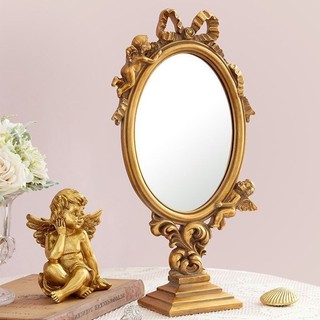 Ciro [Ưu tiên] Gương để bàn Retro Châu Âu Bàn trang điểm Gương trang điểm Công chúa sáng tạo Gương trang điểm Người ảnh hưởng Trang trí máy tính để bàn