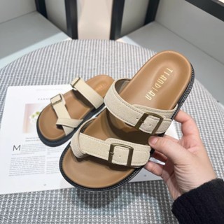 Dép Xỏ Ngón Nữ 2 Quai Khuy Vuông Đế Bằng Cao 3cm Thời Trang HOT 2024 LuxyShoes LX119