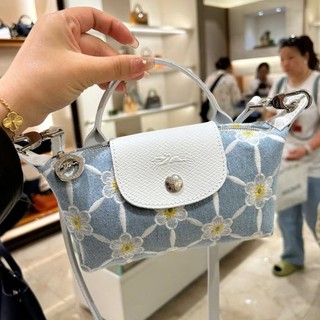 Hàng sẵn có Bản gốc 100% Longchamp LE PLIAGE BỘ SƯU TẬP 34205HEW Túi xách mini nữ mới vải đeo vai túi xách màu xanh da trời túi tote sling túi bánh bao