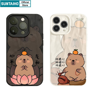 Suntaiho Ốp lưng Iphone Đẹp Cute Ngộ nghĩnh Vỏ Độc Đáo Cá Gỗ Họa Tiết Capybara Ốp Điện Thoại Silicon Mềm Cao Cấp Chống Sốc Cho Iphone 15 14 12 13 11 Pro Max IP 7 8 Plus Iphon X Xs XR Xs Max Hàn quốc Ốp Lưng