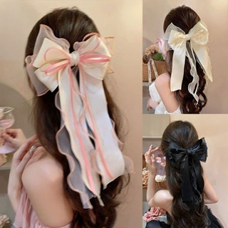 Hàn Quốc Lớn Ruy Băng Nơ Tóc Lưới Hợp Kim Lò Xo Kẹp Tóc Người Phụ Nữ Phụ Kiện Tóc