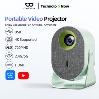 2025 mới Máy chiếu mini Goojodoq nhỏ và nhẹ, HD 720P có chân đế, loa độc lập, xoay 90 độ