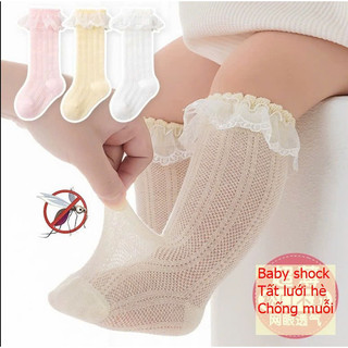  MỚI mới_Xinh quá Set 3 đôi Tất lưới đùi cho bé cổ ren siêu xinh cho bé gái size 0-3 tuổi 