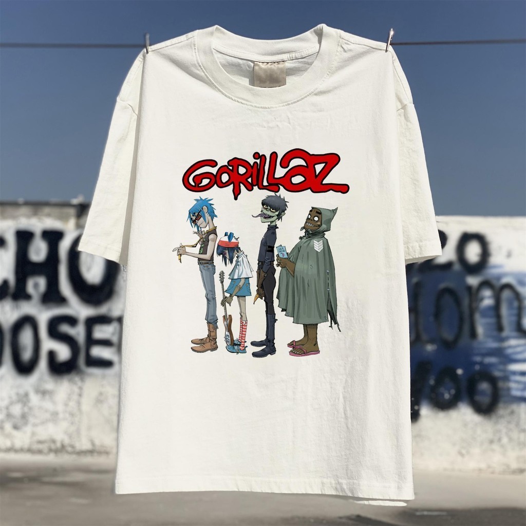 Bajubaju hoạt hình ban nhạc ảo Gorillaz rap rock áo thun nam và nữ đường phố in hình áo ngắn tay