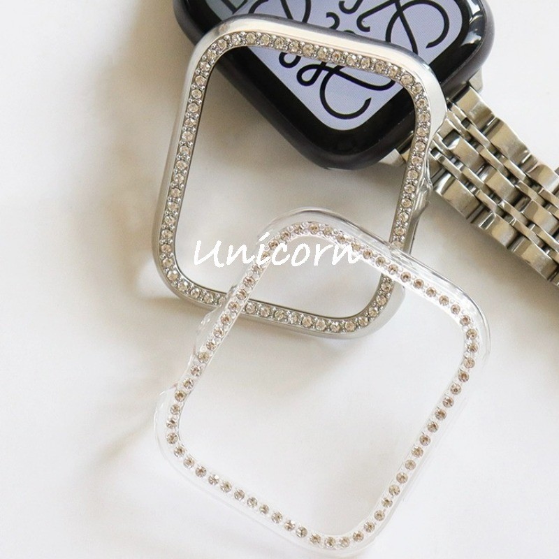 Ốp Kim Cương Cho Apple Watch Cover 11 10 9 8 7 42mm 41mm 45mm 44mm 40mm Bling Ốp Lưng Bảo Vệ Vỏ Cho 