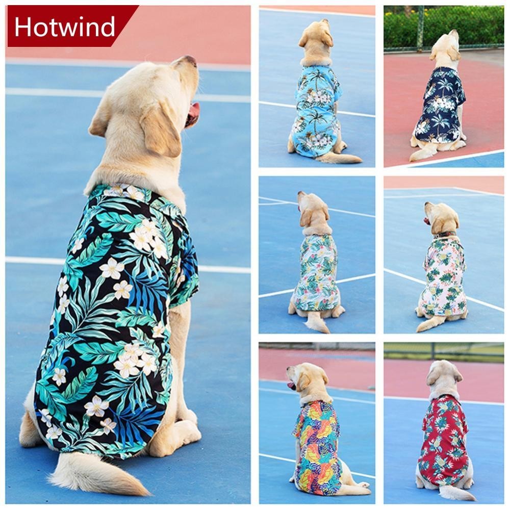 Hotwind XL-5XL Phong cách Hawaii Áo thun mùa hè dễ thương Áo sơ mi thú cưng thoải mái cho chó lớn vừa Chó con Quần áo thú cưng Sản phẩm thú cưng N5T2