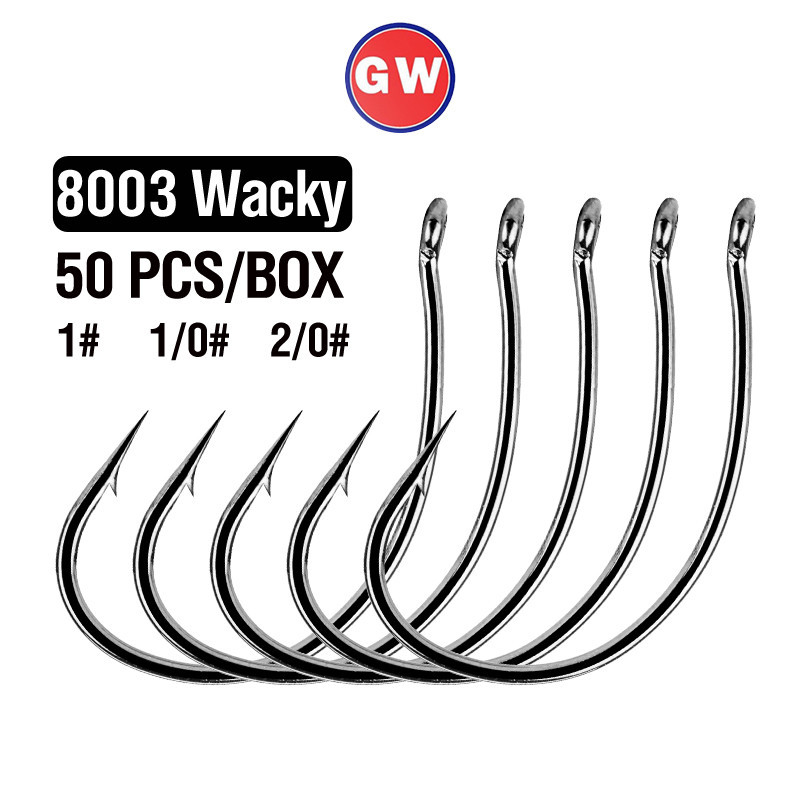 50 Cái / bộ 8003 Offset Vòng Tròn Móc 1 # 1 / 0 # 2 / 0 # Móc Câu Cá Bằng Thép Carbon Cao Móc Câu Cá