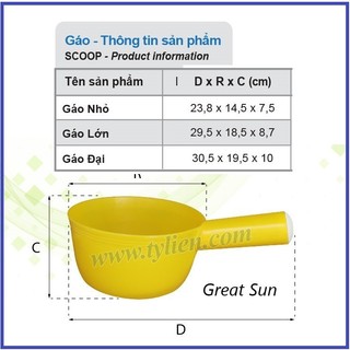 Gáo múc nước, ca múc nước không có mỏ rót 1 lít, 2 lít gs