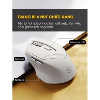 Chuột không dây bluetooth 5.0 sạc pin TEKKIN INPHIC DR6 tắt âm silent 6 nút bấm đèn led báo pin công thái học