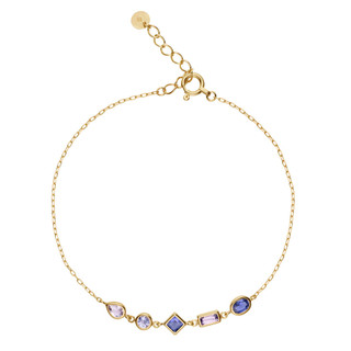 Mùa Xuân 2024 Sản Phẩm Mới Nhật Bản Phong Cách Retro S925 Mạ Bạc 14k Imelite Thạch Anh Tím Tanziriconium Zirconi Vòng Tay