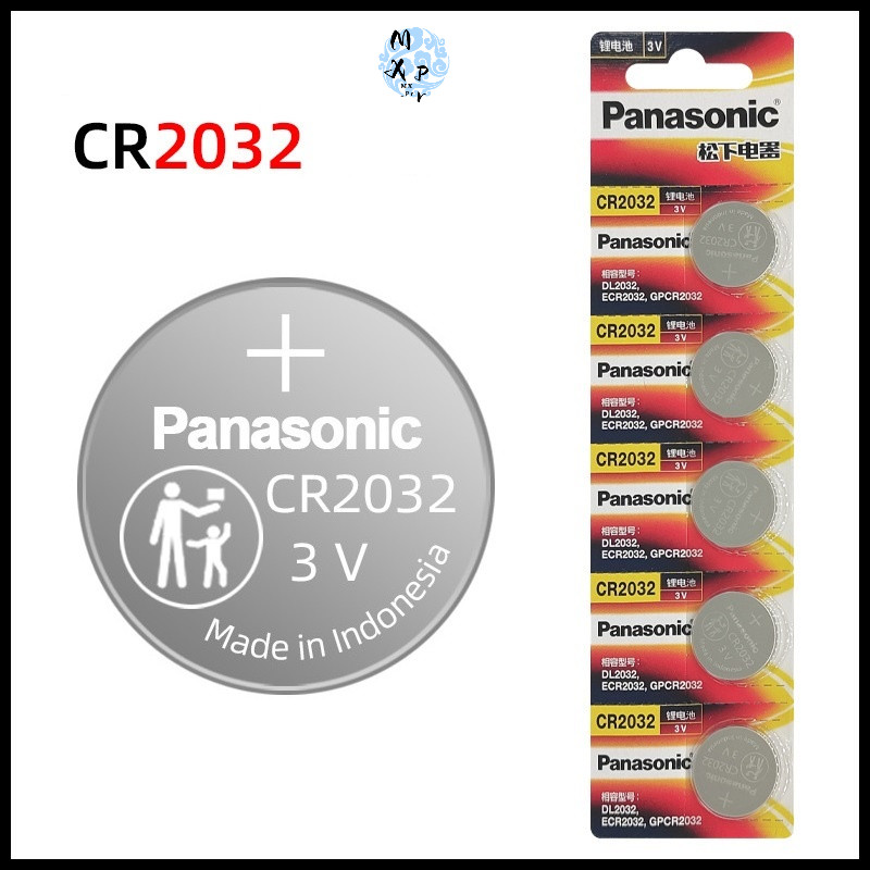 【1 Vỉ  5 Viên】Pin CR2032  Panasonic Lithium 3V Pin cúc áo dành cho điều khiển oto, xe máy, remote....