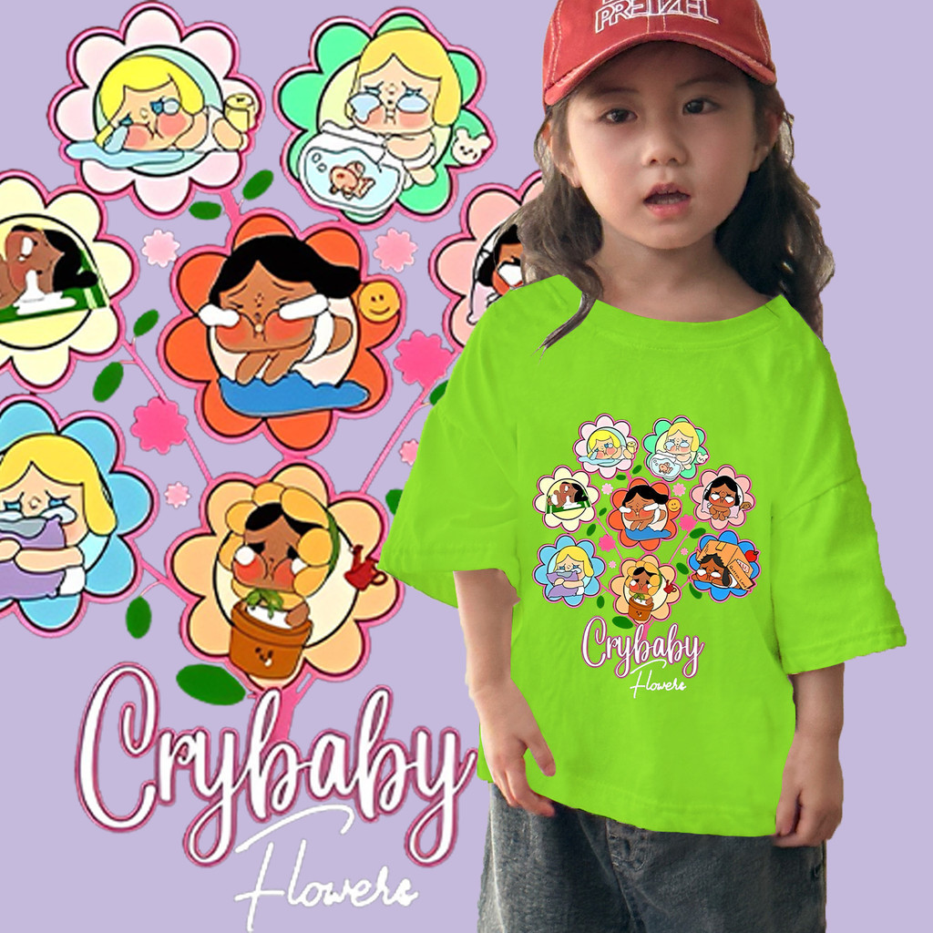 20248 Màu 2024 Crybaby X The Powerpuff Girls Áo thun trẻ em dễ thương