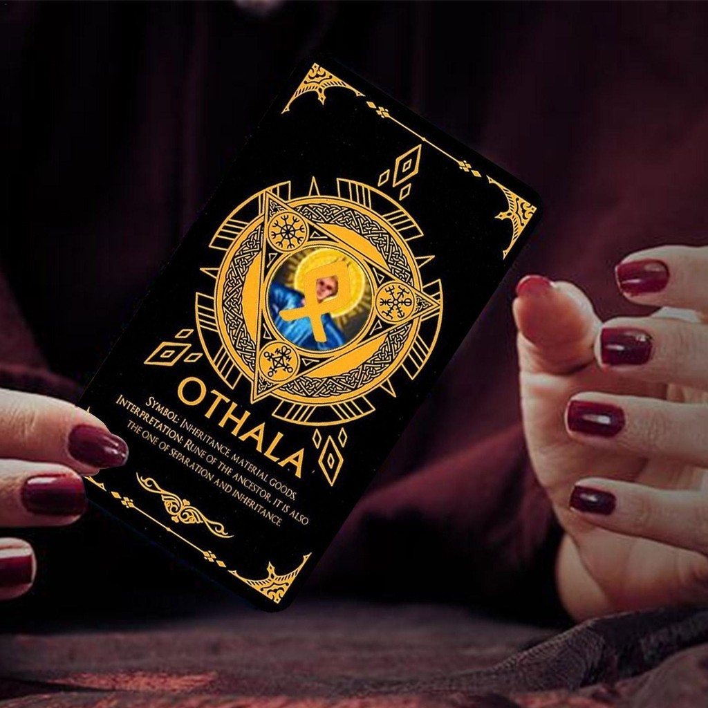 Runes Oracle Cards Tinh tế Trò chơi bảng tinh tế Bí ẩn 48 tờ Đồ dùng dự tiệc Thẻ Tarot có hộp dành c
