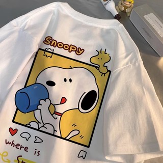 Áo thun Snoopy nữ oversize dễ thương top 100% cotton tay ngắn