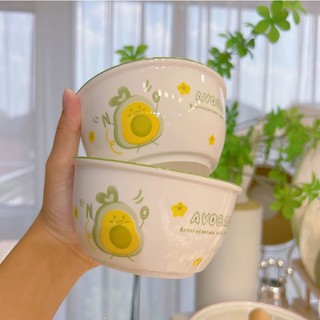  Set 2 Bát 2 Thìa Ăn Bằng Sứ Hình Quả Bơ Avocado Dễ Thương - Chén Ăn Cơm Ngon Miệng Decor Cho Bé Tên Bơ 