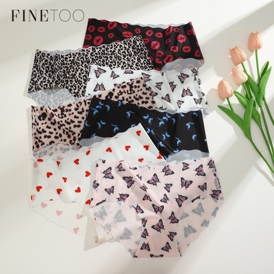 Quần lót in hình FINETOO Quần lót liền mạch cho nữ Đồ lót mềm mại và thoải mái