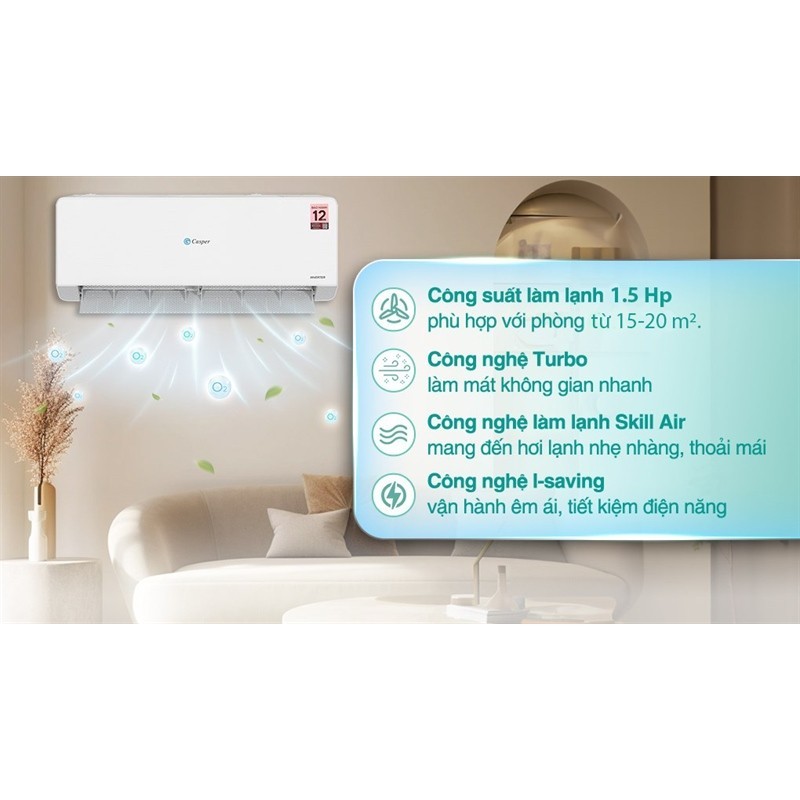 Máy Lạnh Casper Inverter 1.5 Hp QC-12IS36 đời mới 2024 - THÁI LAN
