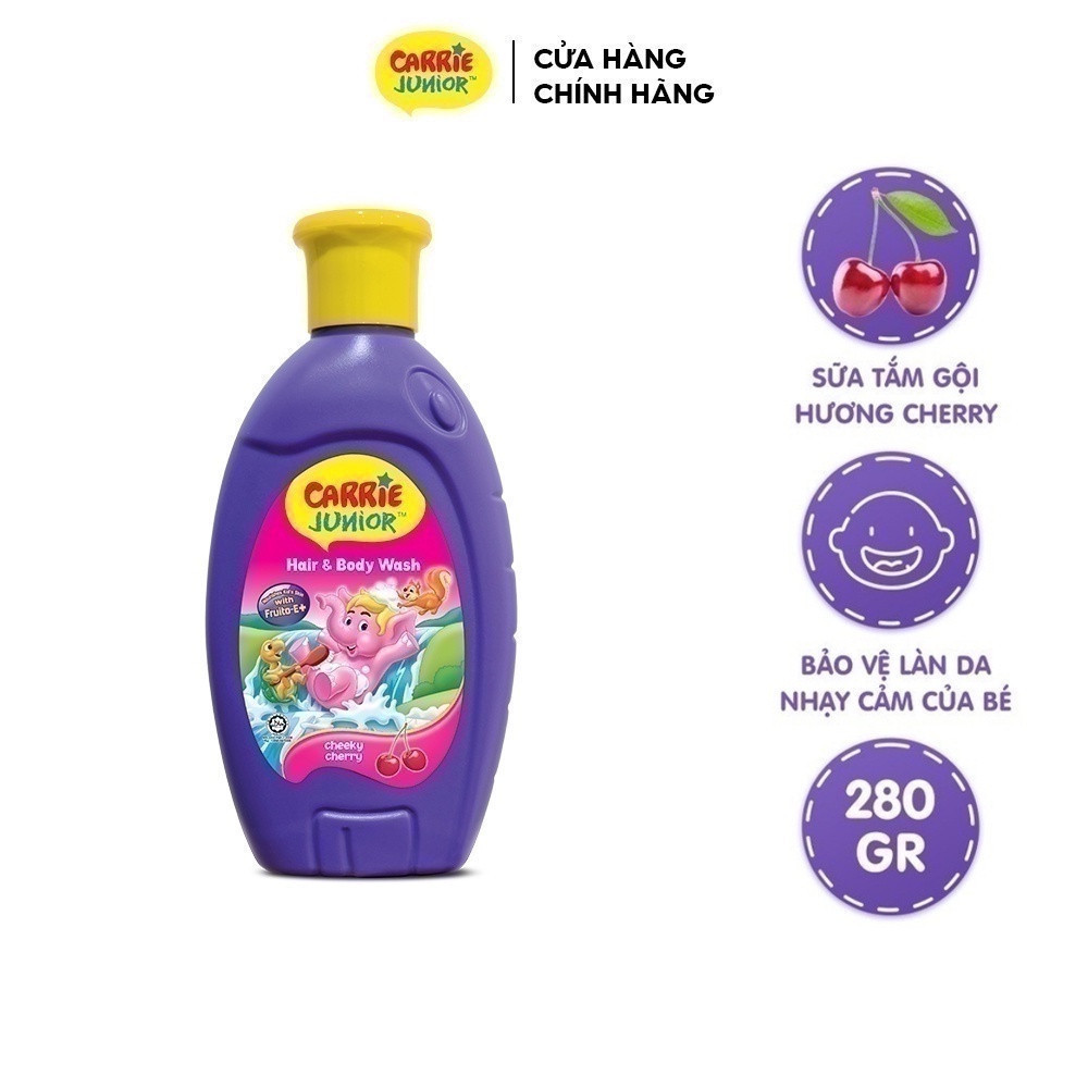 Sữa Tắm Gội cho bé Carrie Junior hương Cherry 280g