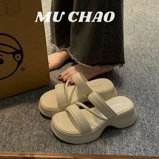 Mùa hè 2024 mới đế dày nâng cao váy thường ngày dép đi biển thời trang đa năng