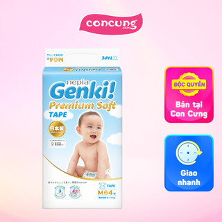 Bỉm/Tã dán Nhật Bản cao cấp Genki size M 64 miếng