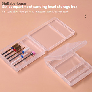 Bigbabyhouse Vuông Móng Tay Nghệ Thuật Khoan Bit Hộp Bảo Quản 6 Lỗ Rõ Ràng Đầu Mài Giá Đỡ Màn Hình Mũi Khoan Dụng Cụ Tổ Chức Làm Móng Tay Hộp Chống Bụi TH