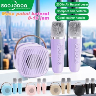 Goojodoq 2Mic 1Mic speaker bluetooth set karaoke speaker ktv Cute Wireless Lucu Portabel Luar Ruangan Speaker Nirkabel
