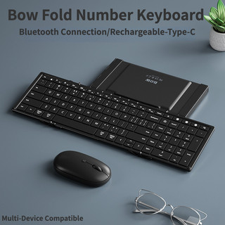 Bàn phím và chuột Bluetooth không dây gấp kích thước lớn BOW Thích hợp cho máy tính xách tay, điện thoại di động, máy tính bảng văn phòng và máy tính xách tay HB320