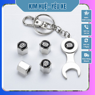(11 hãng) Bộ 4 nắp chụp van ô tô theo hãng xe chất liệu inox chống han rỉ - tặng kèm cờ lê và móc khóa tiện lợi