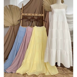 Đầm maxi 2 dây nhiều tầng form babydoll