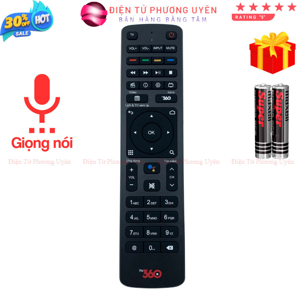 SKU138 - Remote điều khiển đầu thu Viettel TV360, Điều Khiển Viettel TV360 Giọng Nói - Tặng kèm pin