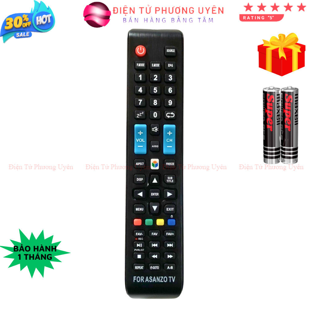 SKU186 - Remote điều khiển tivi ASANZO Mã 09, điều khiển TV Asanzo 32AS100 - Tặng kèm pin