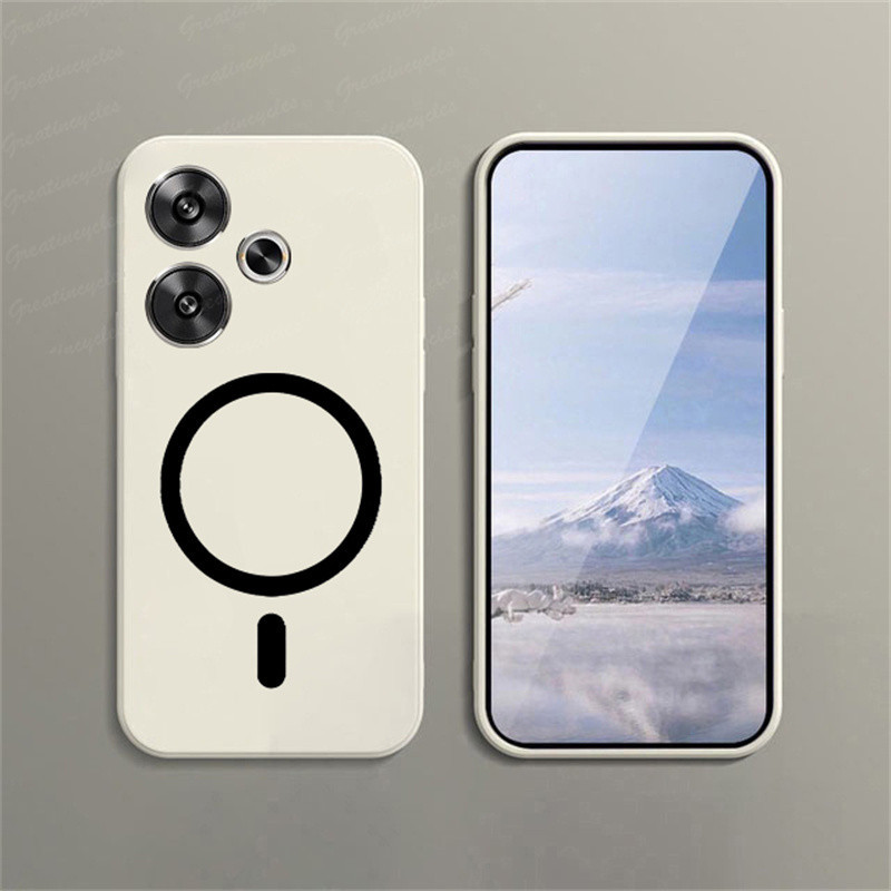 Redmi Turbo 3 / POCO F6 Ốp Điện Thoại Vòng Tròn Từ Tính Sạc Không Dây Miếng Dán TPU Mềm Thời Trang Macaron Cover