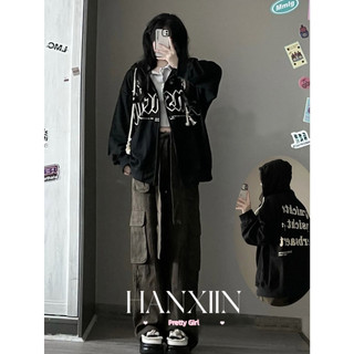 Áo len cardigan cotton in dáng rộng, thời trang đường phố Mỹ retro mùa thu thích hợp cho nữ