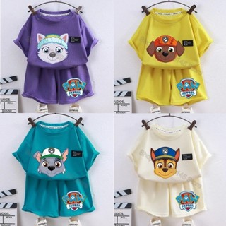 Paw Patrol Hoạt Hình Anime Áo Thun Quần In Hình Thoải Mái Waffle Vải Mỏng Bé Trai Và Bé Gái Bộ Thể Thao