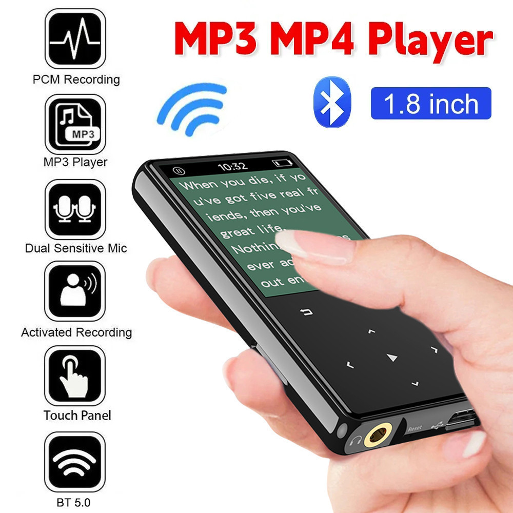 Virwir Hỗ trợ Bluetooth MP3 Máy nghe nhạc tích hợp Speake HiFi Máy nghe nhạc di động có đài FM Ghi sách điện tử