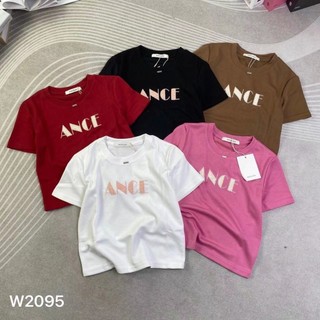 Áo thun croptop nữ tay ngắn cổ tròn thêu chữ ANCE hàng Quảng Châu chất cotton, áo phông baby tee mùa hè hàn quốc 2095 2