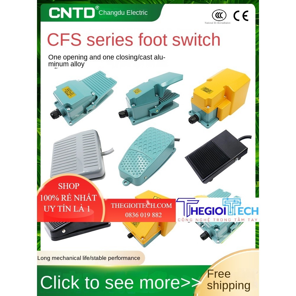 Công Tắc Bàn Đạp Changde Máy Hàn Điểm CNTD  CFS-01/101/201/302/402/502/602 702/802 - CFS-1 Sắt Vỏ 10A - Không Dây