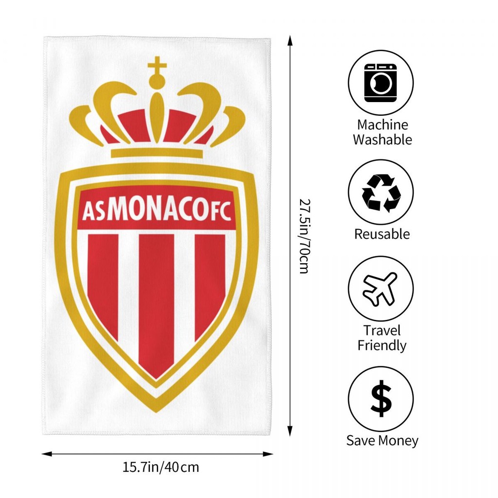 AS Monaco FC logo Thấm Hút Khăn Vuông Khăn Mặt Đi Biển Khăn Tay Khăn Tắm Chạy Bộ Thể Dục Yoga Khăn T