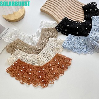 Solarburst Ren Cổ Giả, Váy Cổ Búp Bê Trang Trí Vai Trang Trí Cổ Áo Sơ Mi, Phụ Kiện May Mặc Cotton Có Thể Tháo Rời Quần Áo Phụ Kiện Khăn Choàng May