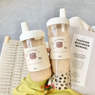 Atsod Sippy Cup, Bình sữa dung tích lớn có ống hút, Nắp hoạt hình sáng tạo di động Chống tràn Cốc nước ép trong suốt cho trẻ mới biết đi